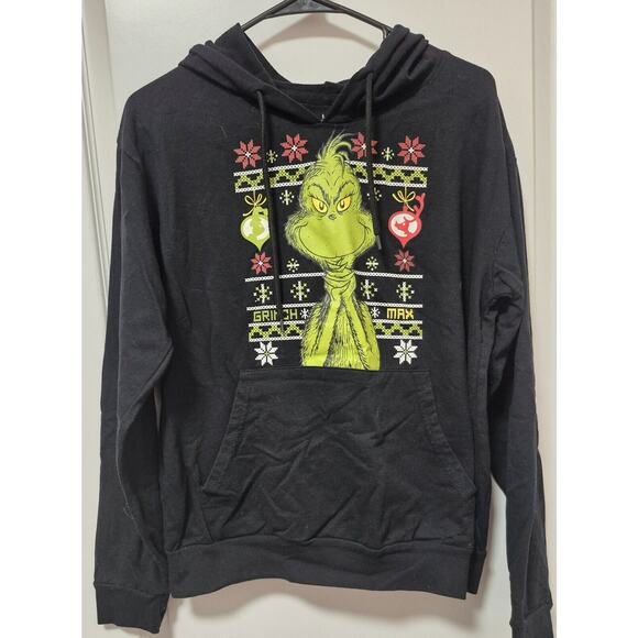 The Grinch Black Hoodie with Kangaroo Pocket Adult Small Cotton Blend - Picture 7 of 7
